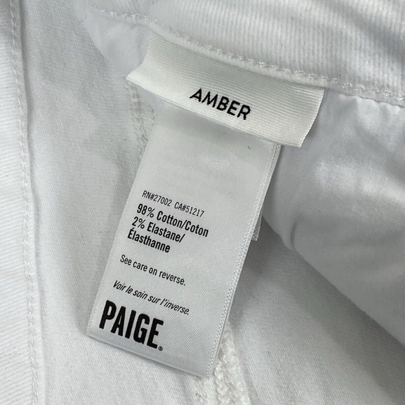 Paige Amber Jeans Crisp White Ankle Straight Mid Rise - Picture 6 of 8